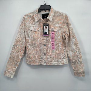 NINE WEST Sarah Denim Jacket Women's Leopard Print Cream Small